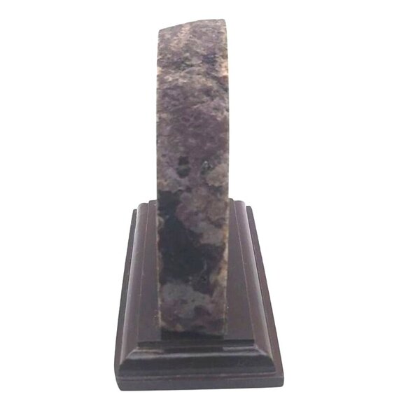 Brazilian Geode Agate Slice White & Purple Banded Mounted Wood Base - Picture 3 of 7